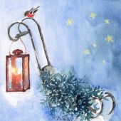 Potkukelkka ja lyhty, joulukortti